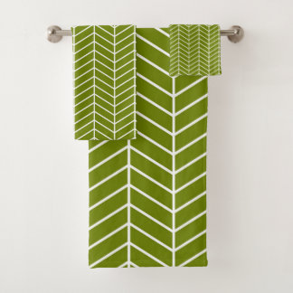 olijfgroene chevrons bad handdoek
