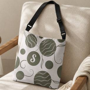 Olijfgroene Cirkels Monogram Crossbody Tas