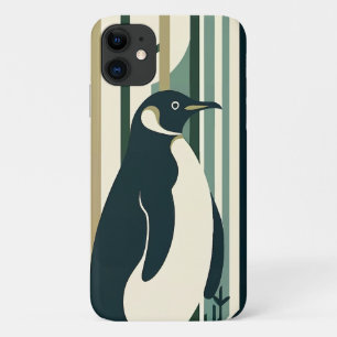 Olijfgroene crème Pinguïn Illustratiebos iPhone 11 Hoesje