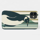 Olijfgroene crème Pinguïn Illustratiebos Case-Mate iPhone Case (Achterkant (horizontaal))