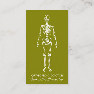 Olijfgroene dokter Skelet orthopedisch Visitekaartje