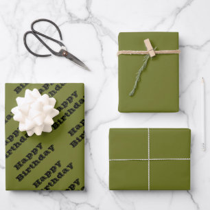 Olijfgroene effen kleur inpakpapier vel