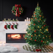 Olijfgroene en witte gingham plissé monogram kerstboom rok