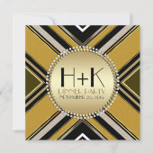 Olijfgroene gouden Art Deco uitnodiging voor diner (Voorkant)