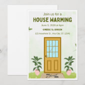 Olijfgroene huis verwarming uitnodigingskaartenset kaart (Voorkant / Achterkant)