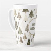 Olijfgroene kerstbomen Gold Glitter Circle Latte Mok (Linkerhoek)