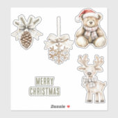 Olijfgroene kerstbomen Gold Glitter Circle Sticker (Vel)