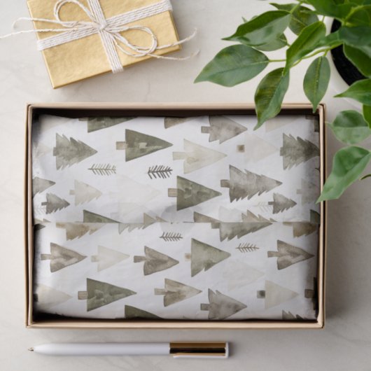 Olijfgroene kerstbomen tissuepapier (Geschenk)