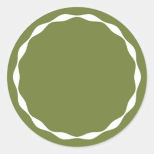 Olijfgroene lege cirkel op maat gemaakte kruidenst ronde sticker