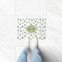Olijfgroene Monogramnaam Watercolor Chic Patroon