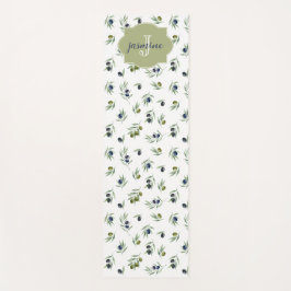 Olijfgroene Monogramnaam Watercolor Chic Patroon Yogamat