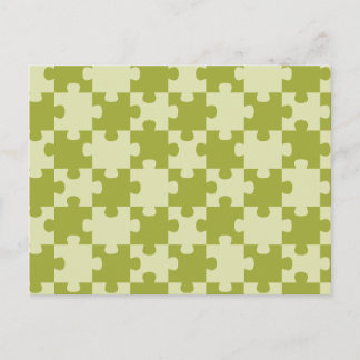 Olijfgroene Puzzelstuk Geometrisch Naadloos Briefkaart