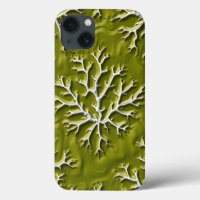 Olijfgroene reliëf tak iPhone hoesje stijl
