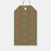 Olijfgroene rosemaling cadeaulabel (Achterkant)