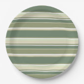 Olijfgroene strepen papieren bordje (Voorkant)