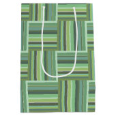 Olijfgroene strepen weefpatroon medium cadeauzakje (Achterkant)