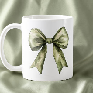 Olijfgroene strik Modern Rustiek Minimalistisch Ee Koffiemok