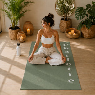 Olijfgroene wellness minimalistische gepersonalise yogamat