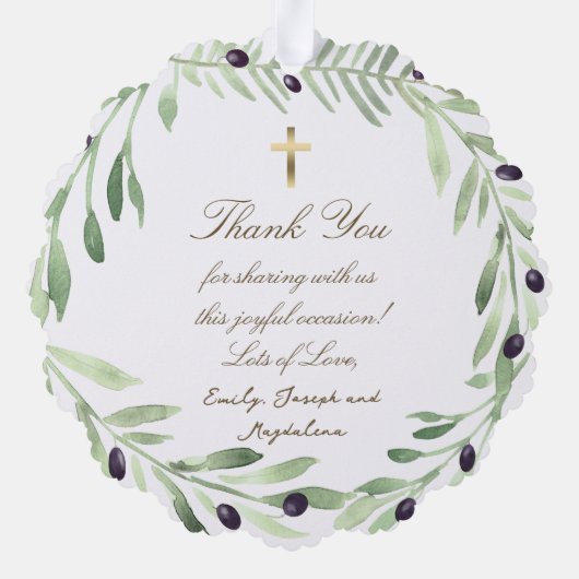 olijfkrans Doop dank u Ornament Kaart (Achterkant)