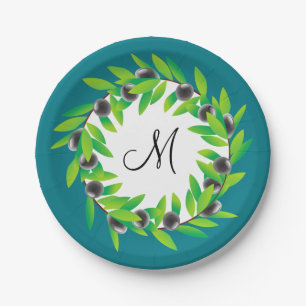 Olijfkransmonogram Papieren Bordje
