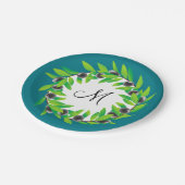 Olijfkransmonogram Papieren Bordje (Gekanteld)