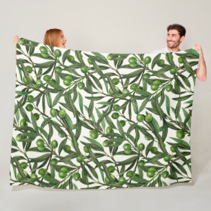 Olijfolie op witte basis fleece deken