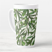 Olijfolie op witte basis latte mok (Linkerhoek)