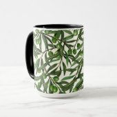 Olijfolie op witte basis mok (Voorkant links)