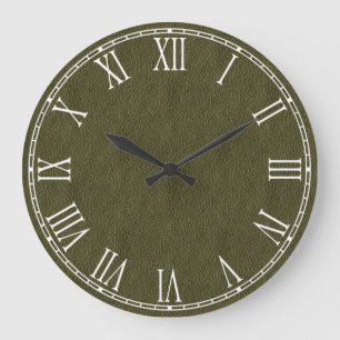 Olijfolie van leder met groene retro grote klok