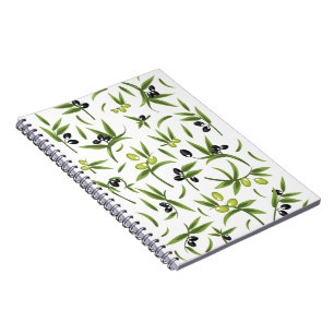 Olijfpatroon in vintage-stijl notitieboek