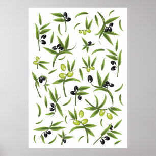 Olijfpatroon in vintage-stijl poster