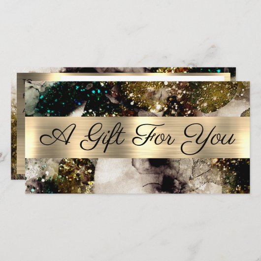 Olijfsmaragdgroene waterverf cadeaubon (Voorkant / Achterkant)