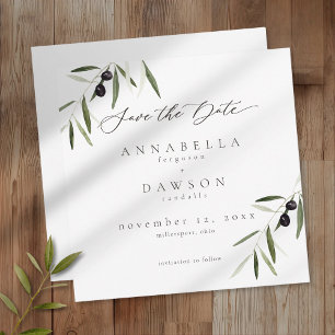 Olijftak Aquarel Elegante Minimalistische Trouwdag Save The Date