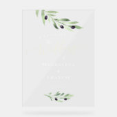 Olijftak bruiloft welkom acryl bord (Voorkant)