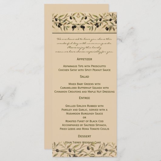 Olijftak: Een Toscaanse Touch Wedding Menu (Voorkant / Achterkant)