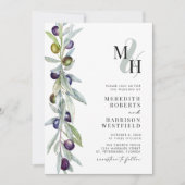 Olijftak Liefde Symbool Monogram Bruiloft Kaart (Voorkant)