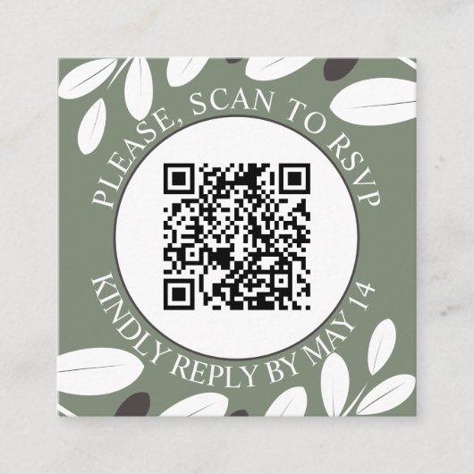 Olijftak, QR-code RSVP Mediterrane bruiloft Informatiekaartje (Voorkant)