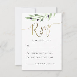 olijftak RSVP-bruiloft RSVP Kaartje
