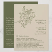 Olijftak, Rustieke & Minimalistische Trouwdag Programma (Voorkant / Achterkant)