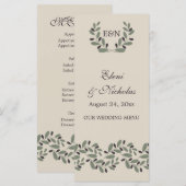 Olijftak slinger en krans bruiloft menukaart (Voorkant / Achterkant)