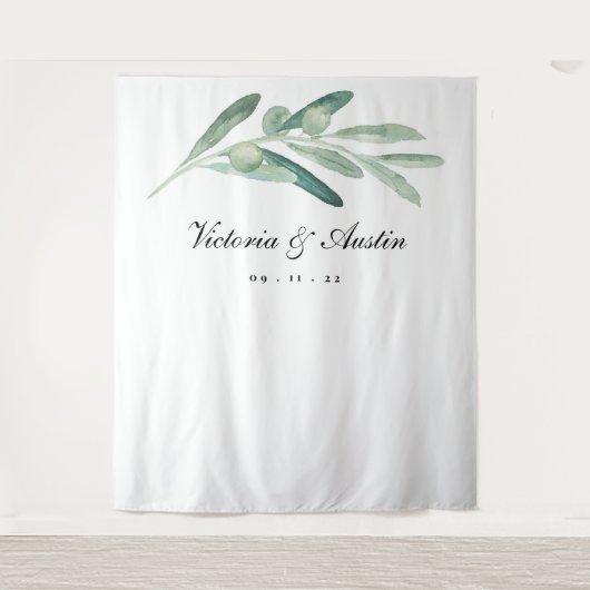 Olijftak Trouwachtergrond, Fotohokje Prop Wandkleed (Voorkant)