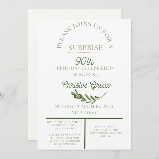 Olijftak - Uitnodiging  (Voorkant / Achterkant)