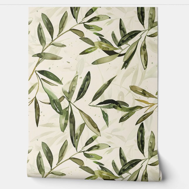 Olijftak verlaat mediterraan behang (Afrollen)