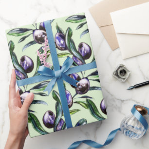 Olijftak Watercolor Patroon Cadeaupapier