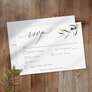 Olijftak Waterverf Elegante Minimalistische Trouw RSVP Kaartje