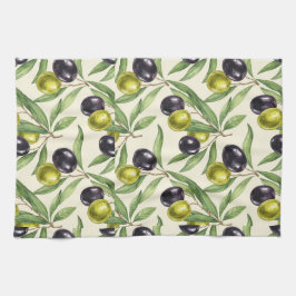 Olijftakken en olijven van Natasha Us Theedoek