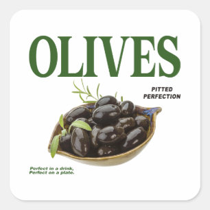 Olijven pitted perfectie vierkante sticker