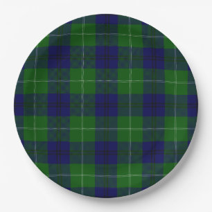 Oliphant tartan blue green plaid papieren bordje