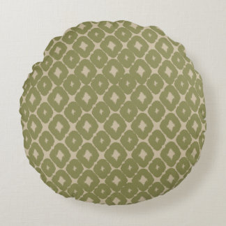 Olive and cream Boho Geometric Throw Pillow Rond Kussen
