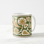 Olive and Peach Art nouveau Floral Coffee Mug (Devant droit)